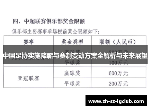 中国足协实施降薪与赛制变动方案全解析与未来展望